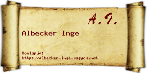 Albecker Inge névjegykártya